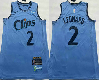 Men's Los Angeles Clippers #2 Kawhi Leonard Light Blue 2024 City Icon Sponsor Swingman Jersey