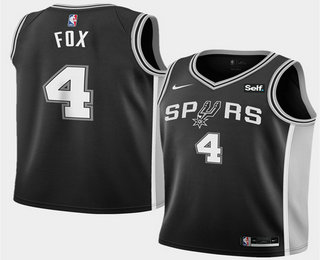 Men's San Antonio Spurs #4 DeAaron Fox Black 2025 Icon Edition Stitched Jersey