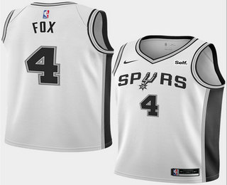 Men's San Antonio Spurs #4 DeAaron Fox White 2025 Association Edition Stitched Jersey