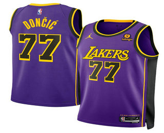 Men's Los Angeles Lakers #77 Luka Doncic Purple 2025 Statement Edition Stitched Jersey