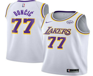 Men's Los Angeles Lakers #77 Luka Doncic White 2025 Association Edition Stitched Jersey