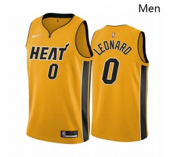 Men Miami Heat 0 Meyers Leonard Yellow NBA Swingman 2020 21 Earned Edition Jersey