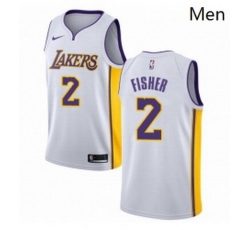 Mens Nike Los Angeles Lakers 2 Derek Fisher Swingman White NBA Jersey Association Edition