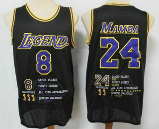 Men's Los Angeles Lakers #8#24 Kobe Bryant Mamba Black Honor Swingman Jersey