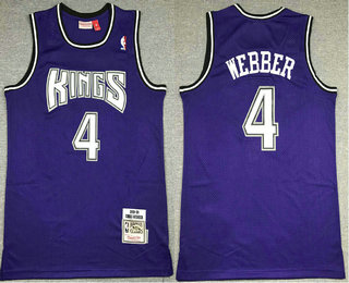 Men's Sacramento Kings #4 Chris Webber Purple 1998-99 Hardwood Classics Soul Swingman Stitched NBA Throwback Jersey