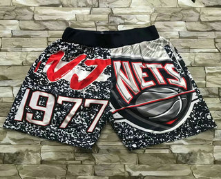 Men's Brooklyn Nets Black Big Face Mitchell Ness Hardwood Classics Soul Swingman Throwback Shorts