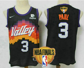 Men's Phoenix Suns #3 Chris Paul Black 2021 Finals Patch City Edition NBA Swingman Jersey