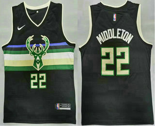 Men's Milwaukee Bucks #22 Khris Middleton Black 2021 Nike Swingman Stitched Jersey