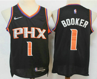 Men's Phoenix Suns #1 Devin Booker Black Nike 75th Anniversary Diamond 2021 Stitched Jersey