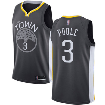 Warriors #3 Jordan Poole Black Basketball Swingman Statement Edition Jersey