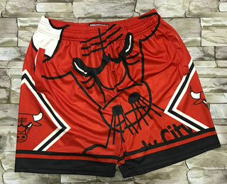 Men's Chicago Bulls Red Big Face Mitchell Ness Hardwood Classics Soul Swingman Throwback Shorts