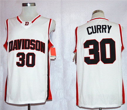 Davidson Wildcats #30 Stephen Curry White Jersey