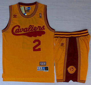 Cleveland Cavaliers #2 Kyrie Irving 2009 Yellow Hardwood Classics Yellow Revolution 30 Swingman Jersey Short Suits