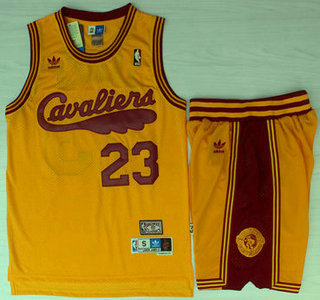 Cleveland Cavaliers #23 LeBron James 2009 Yellow Hardwood Classics Yellow Revolution 30 Swingman Jersey Short Suits