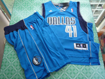 Dallas Mavericks 41 Dirk Nowitzki blue swingman Basketball Suit