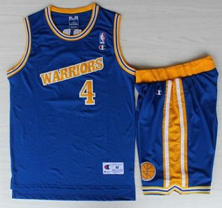 Golden State Warriors #4 Chris Webber Blue Hardwood Classics NBA Jerseys Shorts Suits