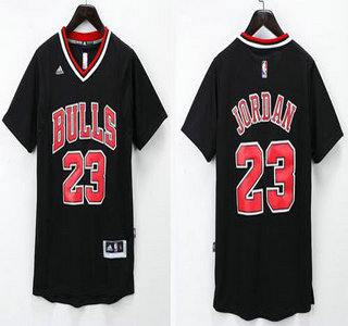 Men's Chicago Bulls #23 Michael Jordan Revolution 30 Swingman 2014 New Black Short-Sleeved Jersey With Bulls Style