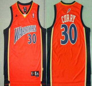 Men's Golden State Warriors #30 Stephen Curry Rookie Orange Swingman Jersey