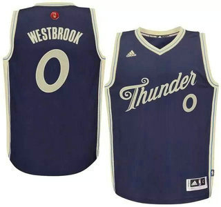 Men's Oklahoma City Thunder #0 Russell Westbrook Revolution 30 Swingman 2015 Christmas Day Blue Jersey