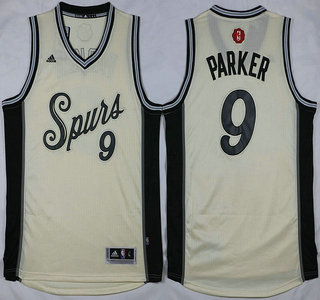 Men's San Antonio Spurs #9 Tony Parker Revolution 30 Swingman 2015 Christmas Day White Jersey