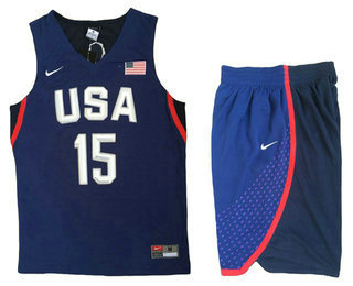 2016 Olympics Team USA Men's #15 Carmelo Anthony Navy Blue Revolution 30 Swingman Basketball Jersey With Shorts