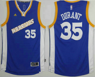 Men's Golden State Warriors #35 Kevin Durant Blue Retro Stitched 2016 NBA Revolution 30 Swingman Jersey