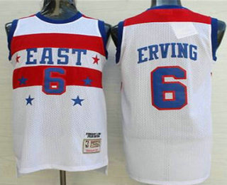 NBA 1980 All-Star Men's #6 Julius Erving White Hardwood Classics Soul Swingman Throwback Jersey