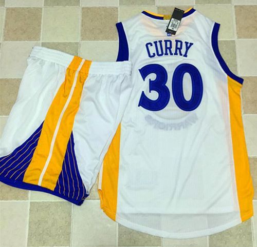 Warriors #30 Stephen Curry White A Set Stitched NBA Jersey