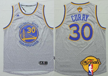 Men's Golden State Warriors #30 Stephen Curry Gray 2017 The NBA Finals Patch Jersey