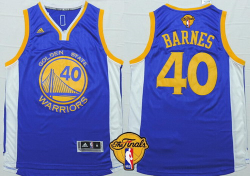 Men's Golden State Warriors #40 Harrison Barnes Blue 2017 The NBA Finals Patch Jersey