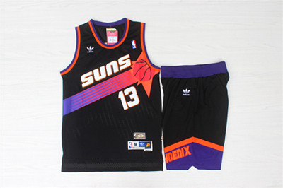 Phoenix Suns 13 Steve Nash Black Hardwood Classics Jersey(With Shorts)