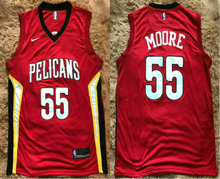 Men's New Orleans Pelicans #55 E'Twaun Moore New Red 2017-2018 Nike Swingman Stitched NBA Jersey