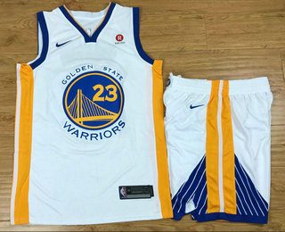 Men's Golden State Warriors #23 Draymond Green White 2017-2018 Nike Swingman Rakuten Stitched NBA Jersey With Shorts