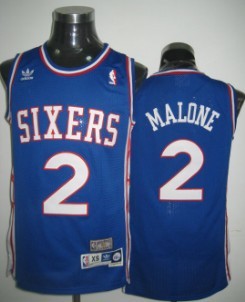Philadelphia 76ers #2 Moses Malone Blue Swingman Throwback Jersey
