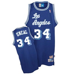 Los Angeles Lakers #34 Shaquille O'neal Blue Swingman Throwback Jersey