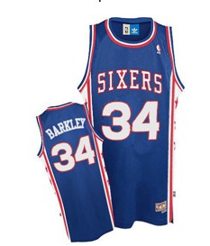 Philadelphia 76ers #34 Charles Barkley Blue Swingman Throwback Jersey
