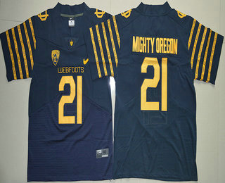 Men's Oregon Ducks Spring Game #21 Mighty Oregon Weebfoot 100th Rose Bowl Game Navy Blue Elite Jersey