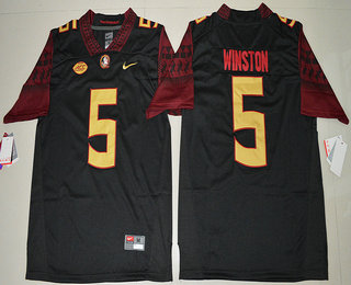 Men's Florida State Seminoles #5 Jameis Winston Black Stitched College Football 2016 Nike NCAA Jersey