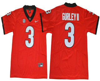 Men's Georgia Bulldogs #3 Todd Gurley II Red Limited 2017 College Football Stitched Nike NCAA Jersey