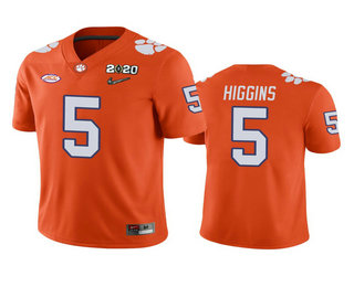 Men's Clemson Tigers #5 Tee Higgins Orange 2020 National Championship Game Jersey