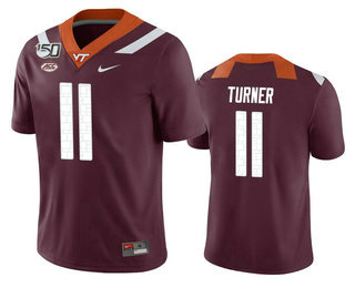 Men's Virginia Tech Hokies #11 Tre Turner Maroon 150th College Football Nike Jersey