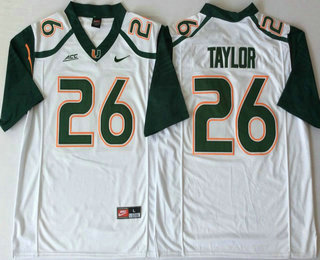 Men's Miami Hurricanes #26 Sean Taylor White Stitched NCAA Nike College Football Jersey