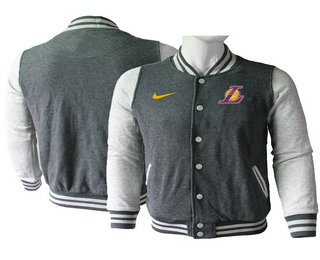 Men's Los Angeles Lakers Gray Stitched NBA Jacket