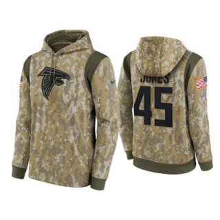 Men's Atlanta Falcons #45 Deion Jones Camo 2021 Salute To Service Therma Performance Pullover Hoodie