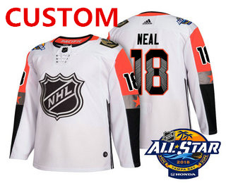 Custom Men's Vegas Golden Knights White 2018 NHL All-Star Stitched Ice Hockey Jersey