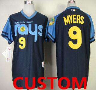 Custom Tampa Bay Rays 1970's Turn Back The Clock Navy Blue Jersey