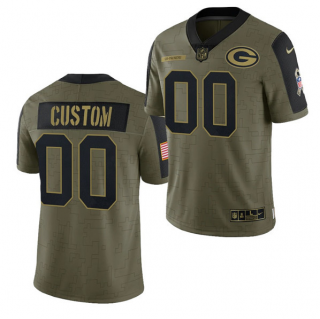 Men's Olive Green Bay Packers ACTIVE PLAYER Custom 2021 Salute To Service Limited Stitched Jersey