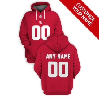 Men's New York Giants Active Player Red Custom 2021 Pullover Hoodie