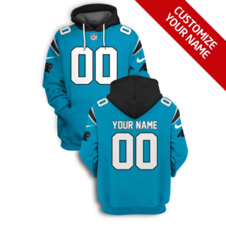 Men's Carolina Panthers Active Player Blue Custom 2021 Pullover Hoodie