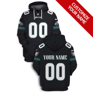 Men's Philadelphia Eagles Active Player Black Custom 2021 Pullover Hoodie